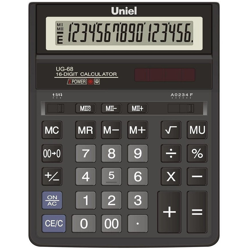 Калькулятор бухгалтерский ,16 р., 20315830.5 мм, UNIEL