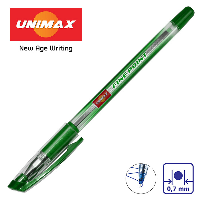 Ручка шариковая, зелёная, 0,7 мм, масляная, FINEPOINT-UNI MAX