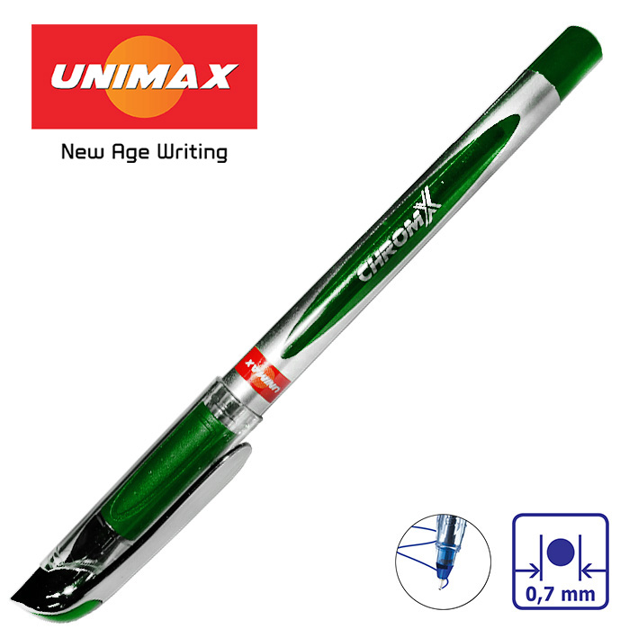 Ручка шариковая, зелёная, 0,7 мм, масляная, CHROMX-UNI MAX
