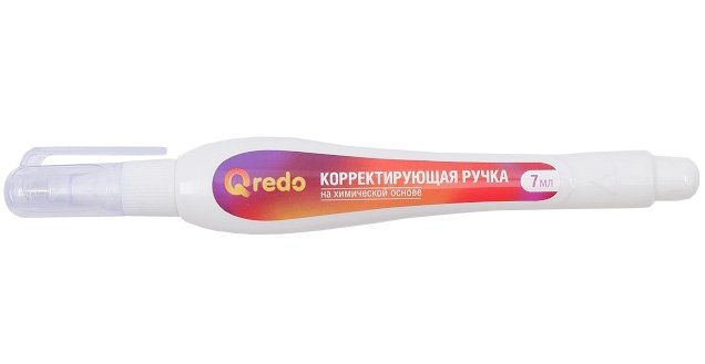 Корректирующая ручка, 7 мл, пластиковый наконечник, Qredo,