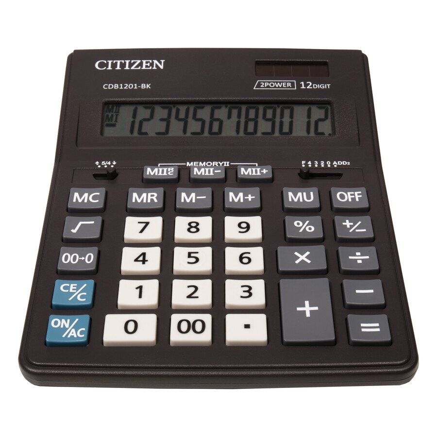 Калькулятор 12 разрядов, 15.7x20см, черный Citizen