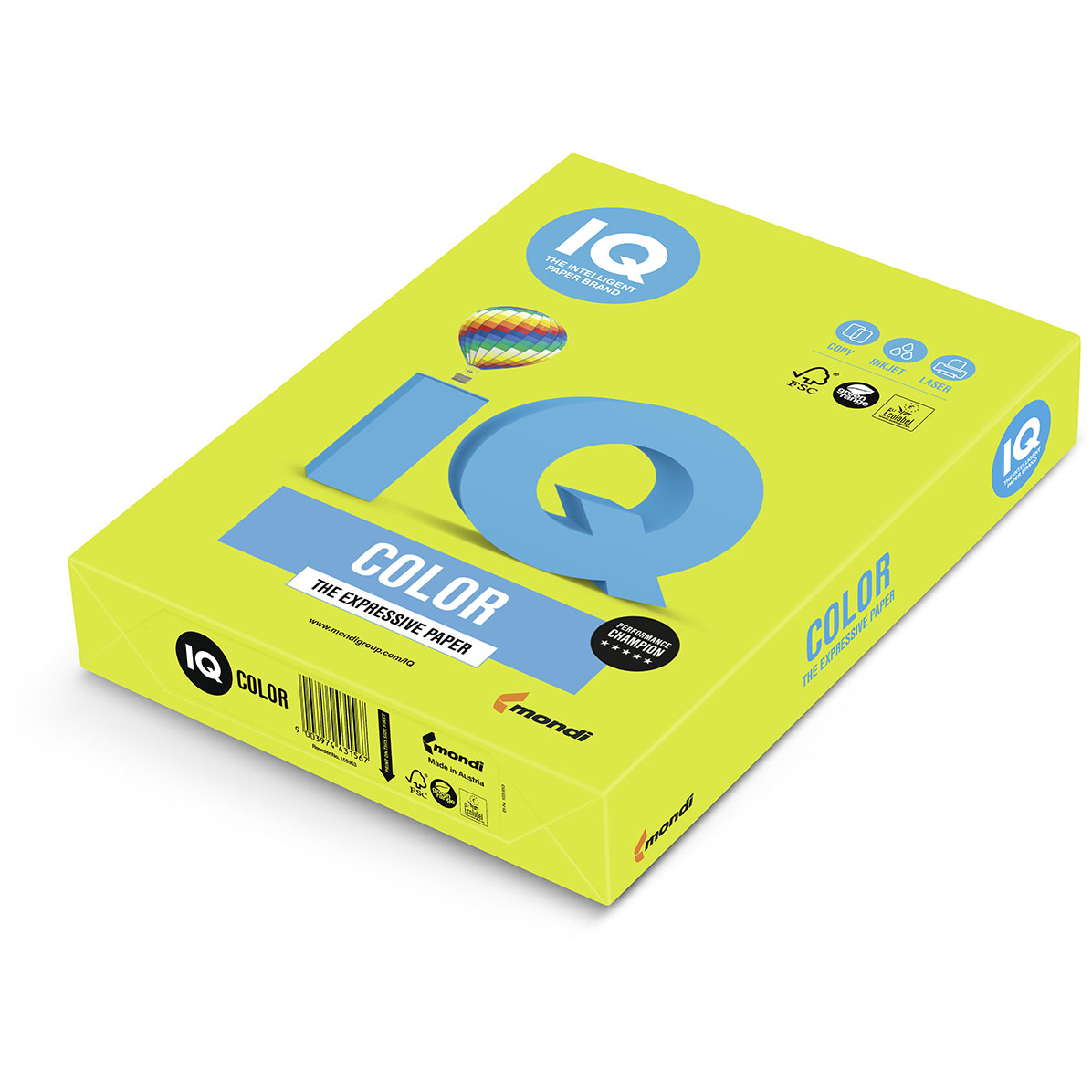 Бумага IQ Color Neon NEOGN, формат А4, пл-ть 80грм2,500листпач.412030