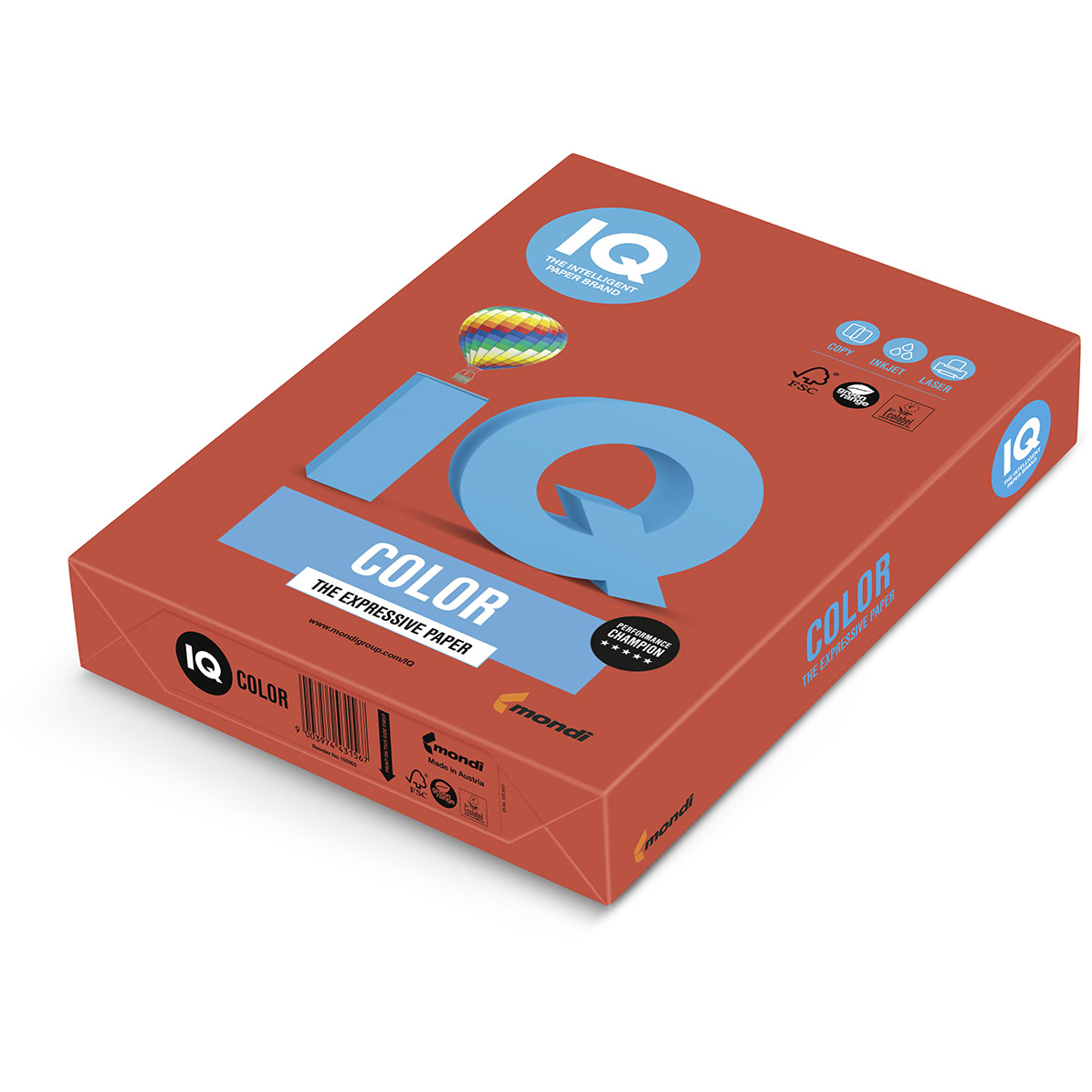 Бумага IQ Color Intensive ZRO9,цв. кирпично-красный, А4 , 80 гм2, 500 л, 412726