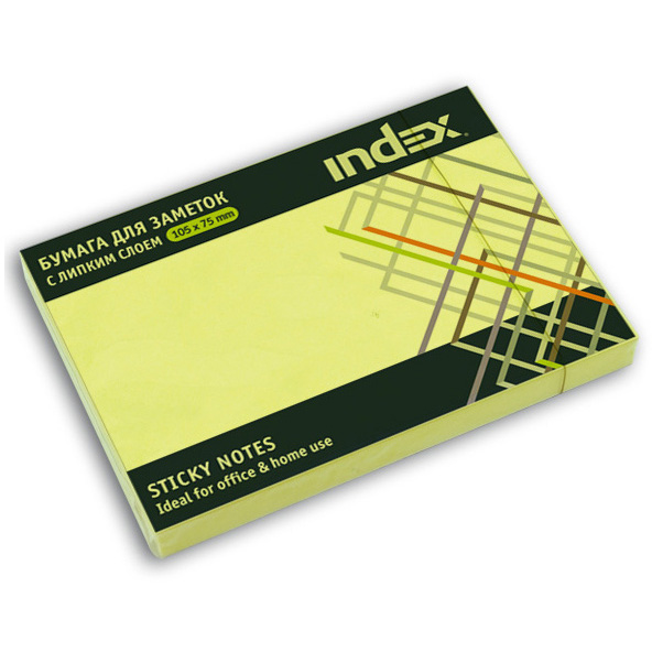 Постики 75х105мм, 100л жёлтый INDEX